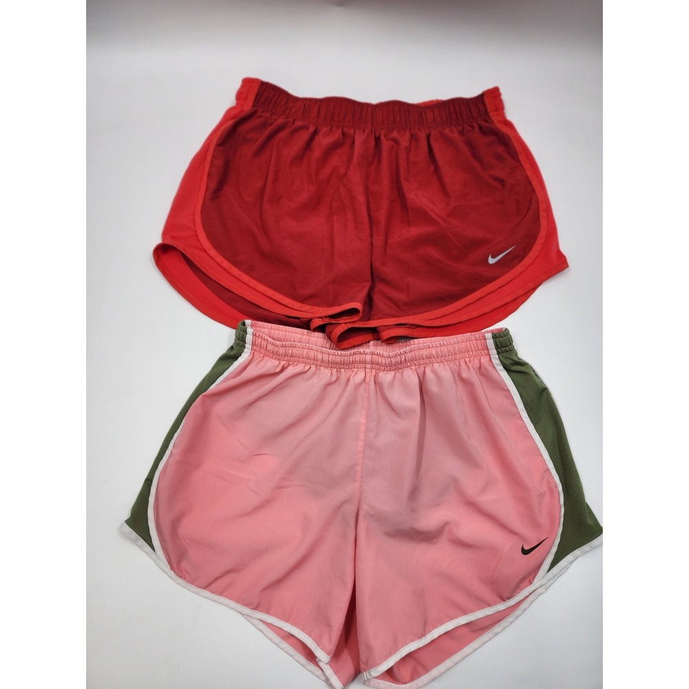 Nike Dri-FIT Tempo Running Shorts Bundle Red Pink Olive Green L XL 2 Pair Youth